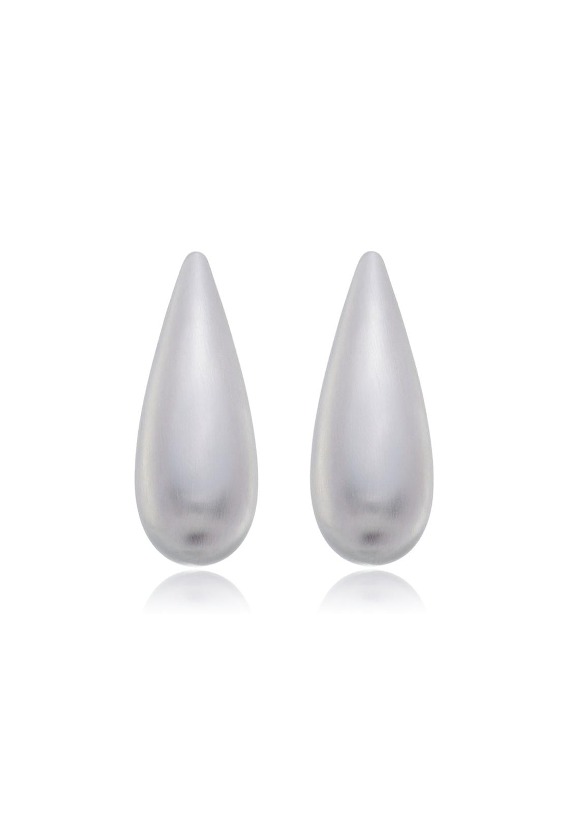 Brinco Semijoia Orgânico Gota Acetinado Em Ródio Branco