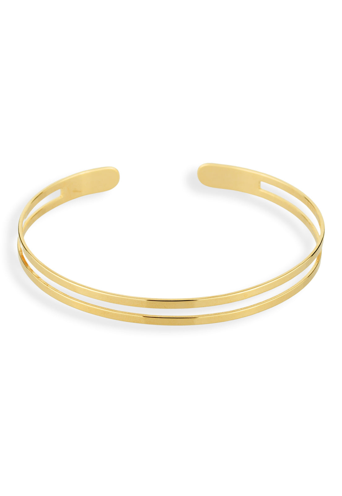 Bracelete Semijoia Fio Duplo Liso Polido Banhado a Ouro 18k