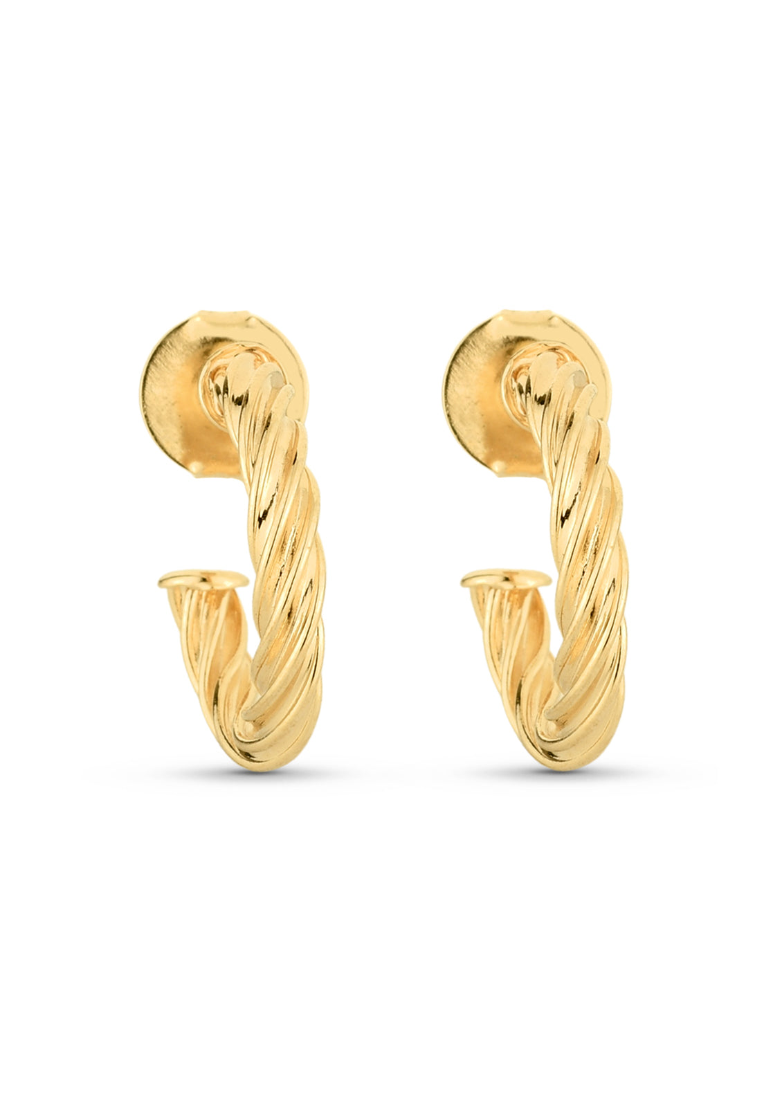 Brinco Semijoia Meia Argola Torcida Banhado a Ouro 18k