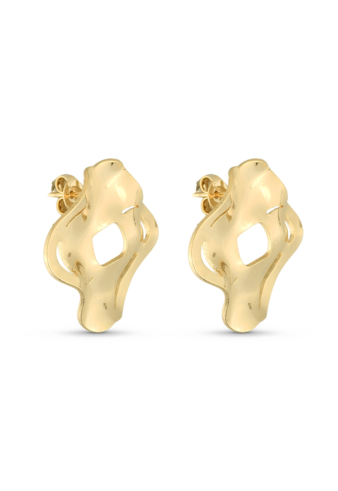 Brinco Semijoia Orgânico Vazado Banhado a Ouro 18k