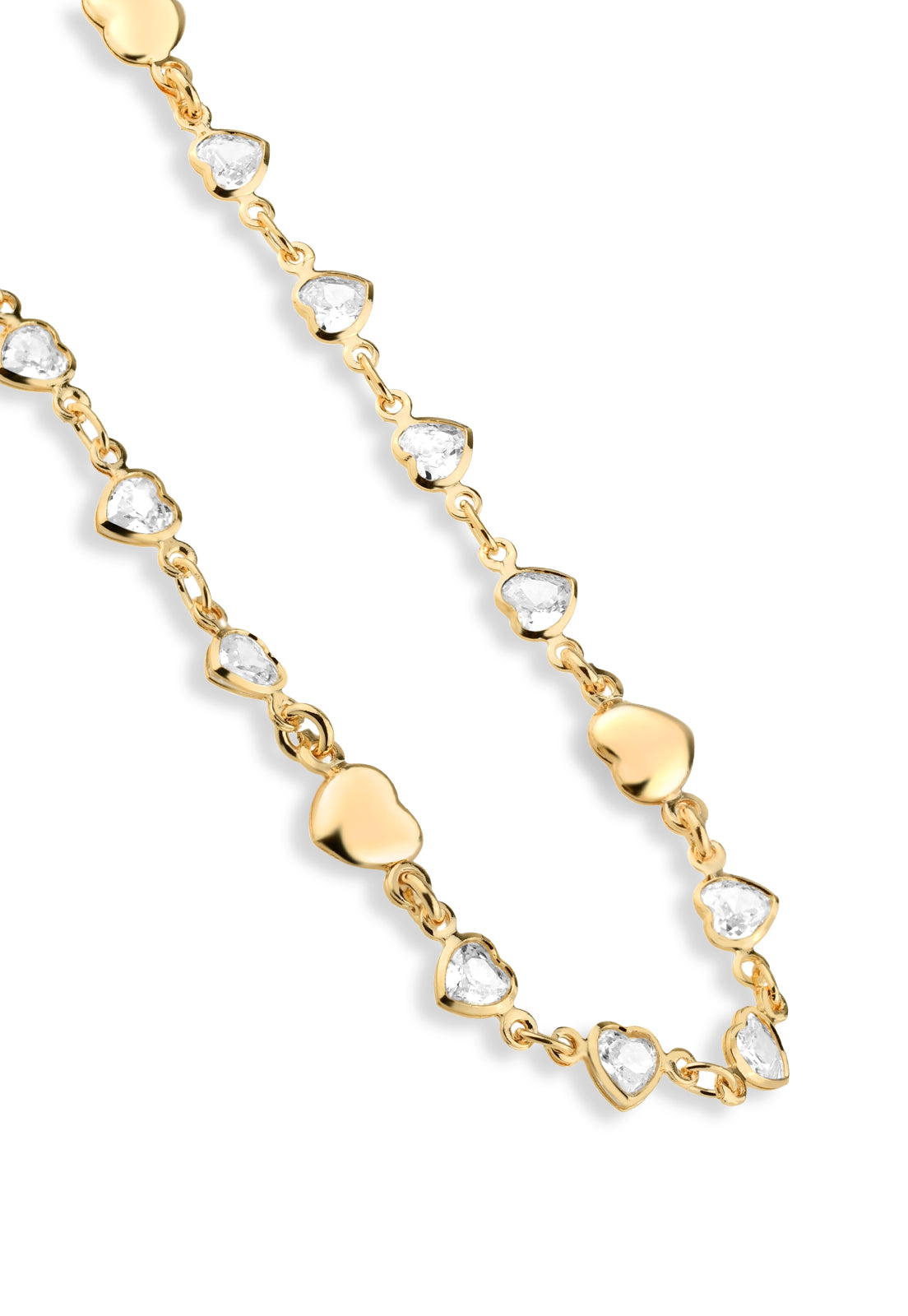 Colar Semijoia Com Coração Dourado E Cristal Banhado a Ouro 18k