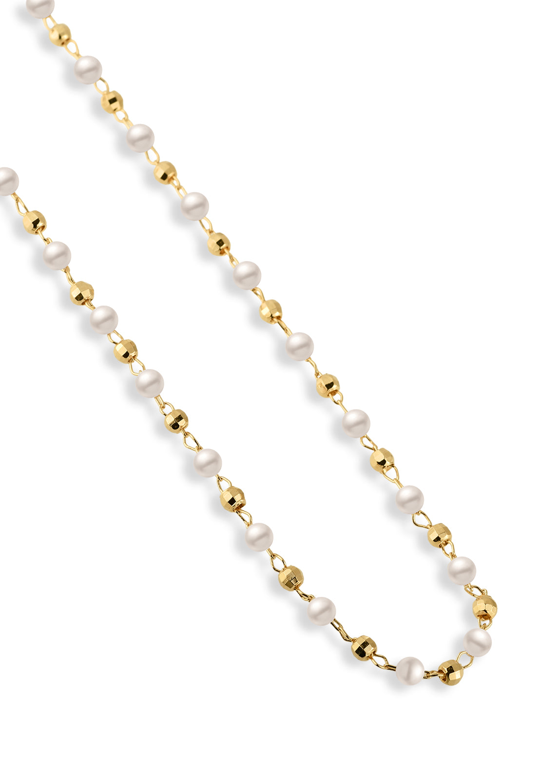 Colar Semijoia Com Pérolas E Bolinhas Douradas Banhado a Ouro 18k