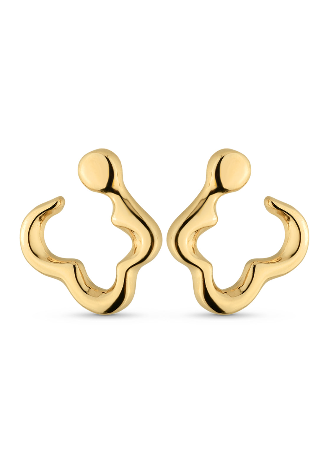 Brinco Semijoia Orgânico Assimétrico Aberto Banhado a Ouro 18k