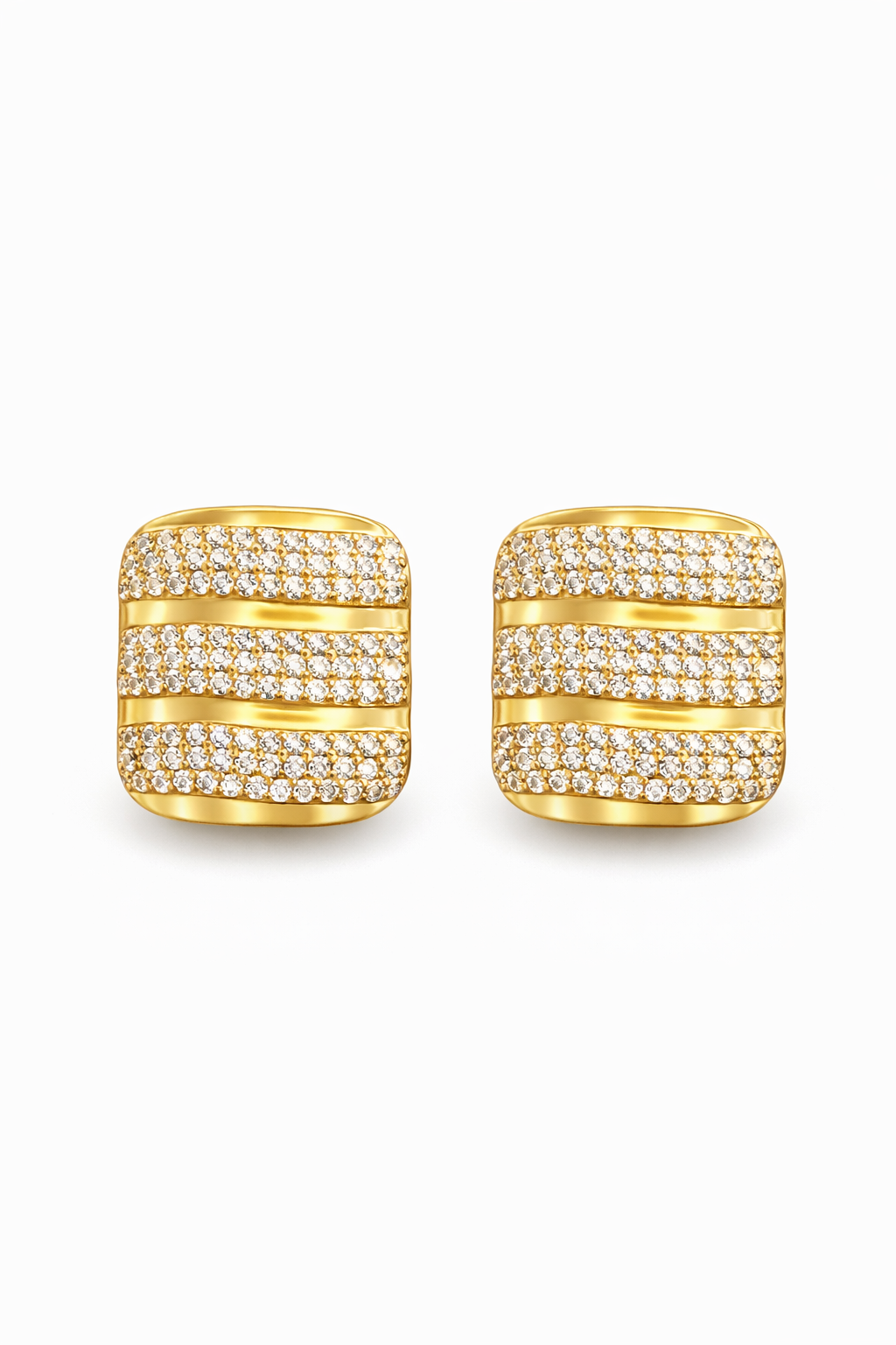 Brinco Quadrado com Micro Zircônias Folheado a ouro 18k