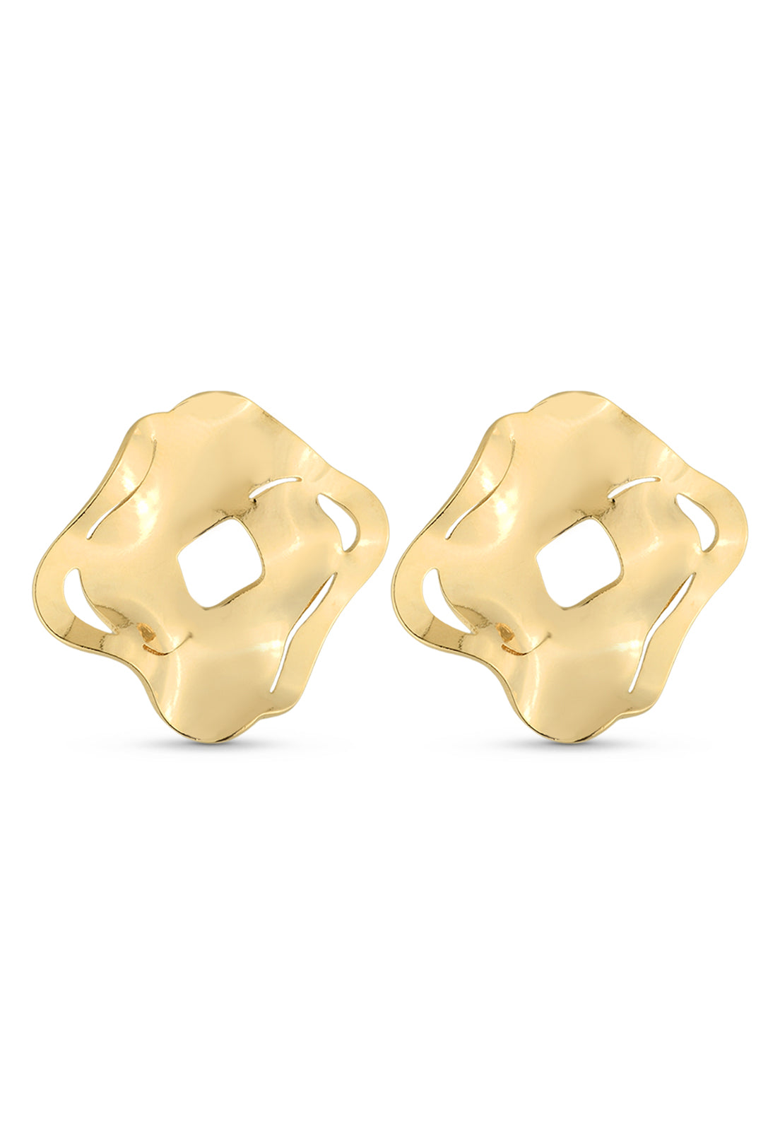 Brinco Semijoia Orgânico Vazado Banhado a Ouro 18k