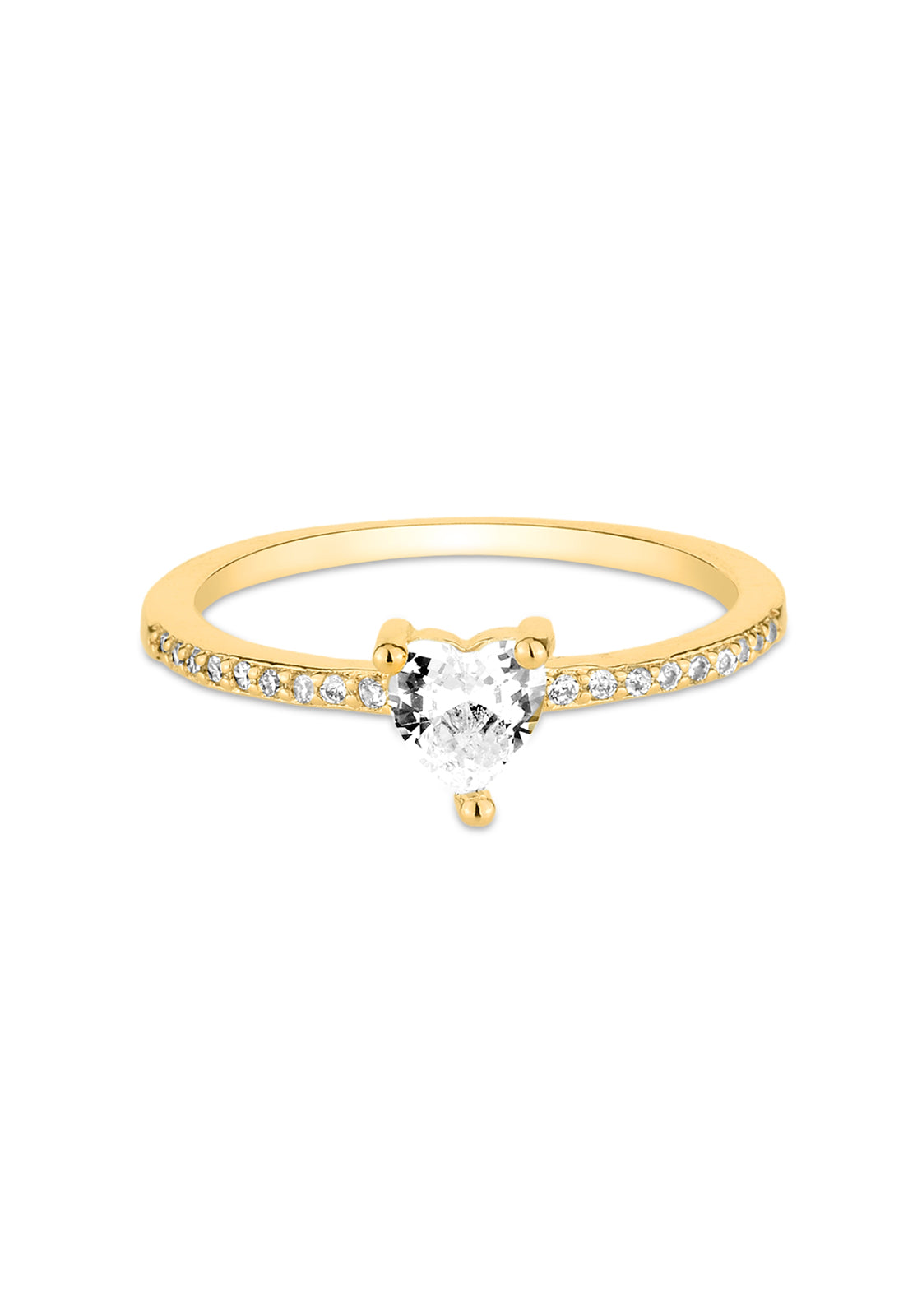 Anel Semijoia Coração Cravejado Com Zircônias Cristal Banhado a Ouro 18k