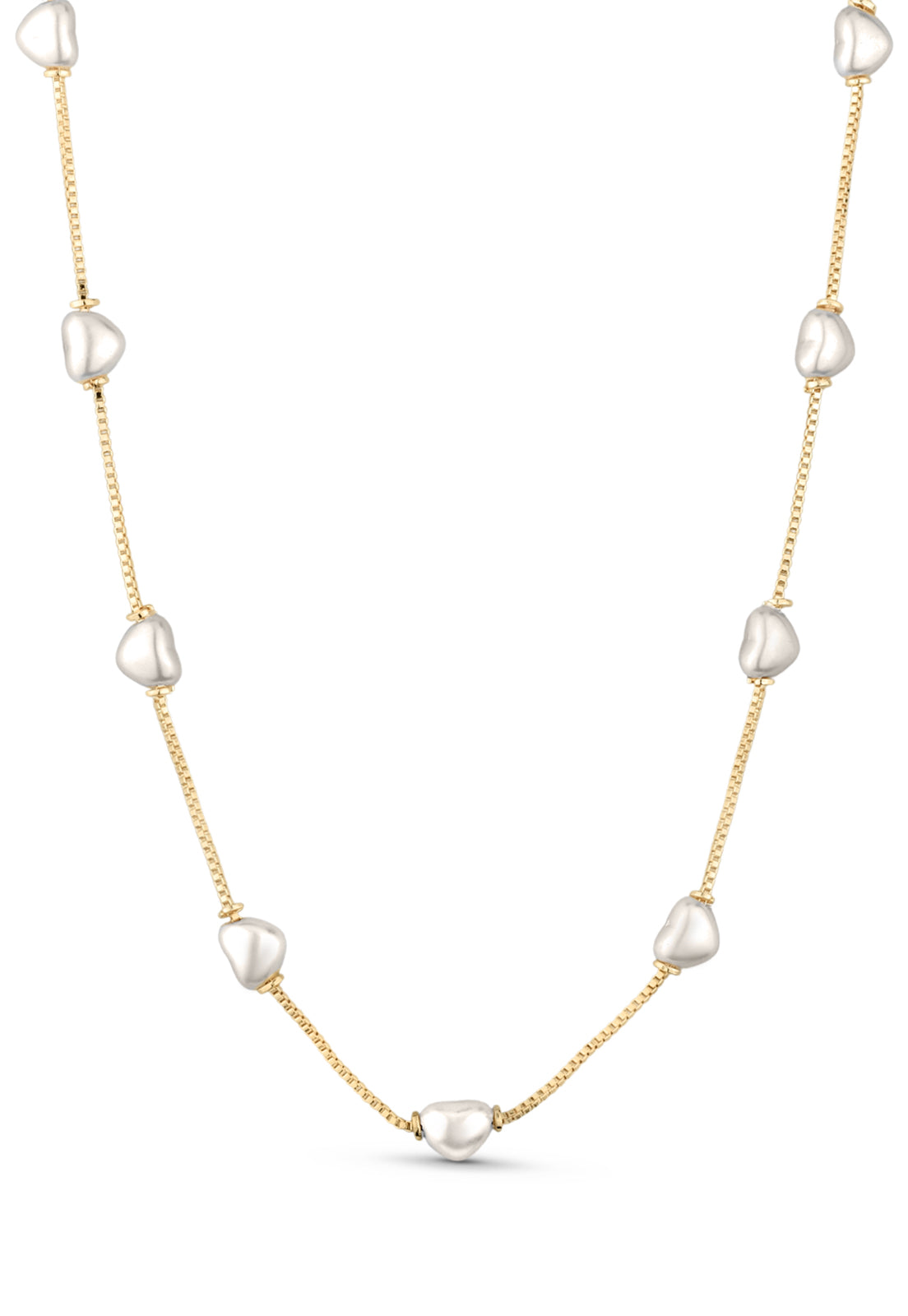 Colar Semijoia Com Pérolas Em Formato De Coração Banhado a Ouro 18k