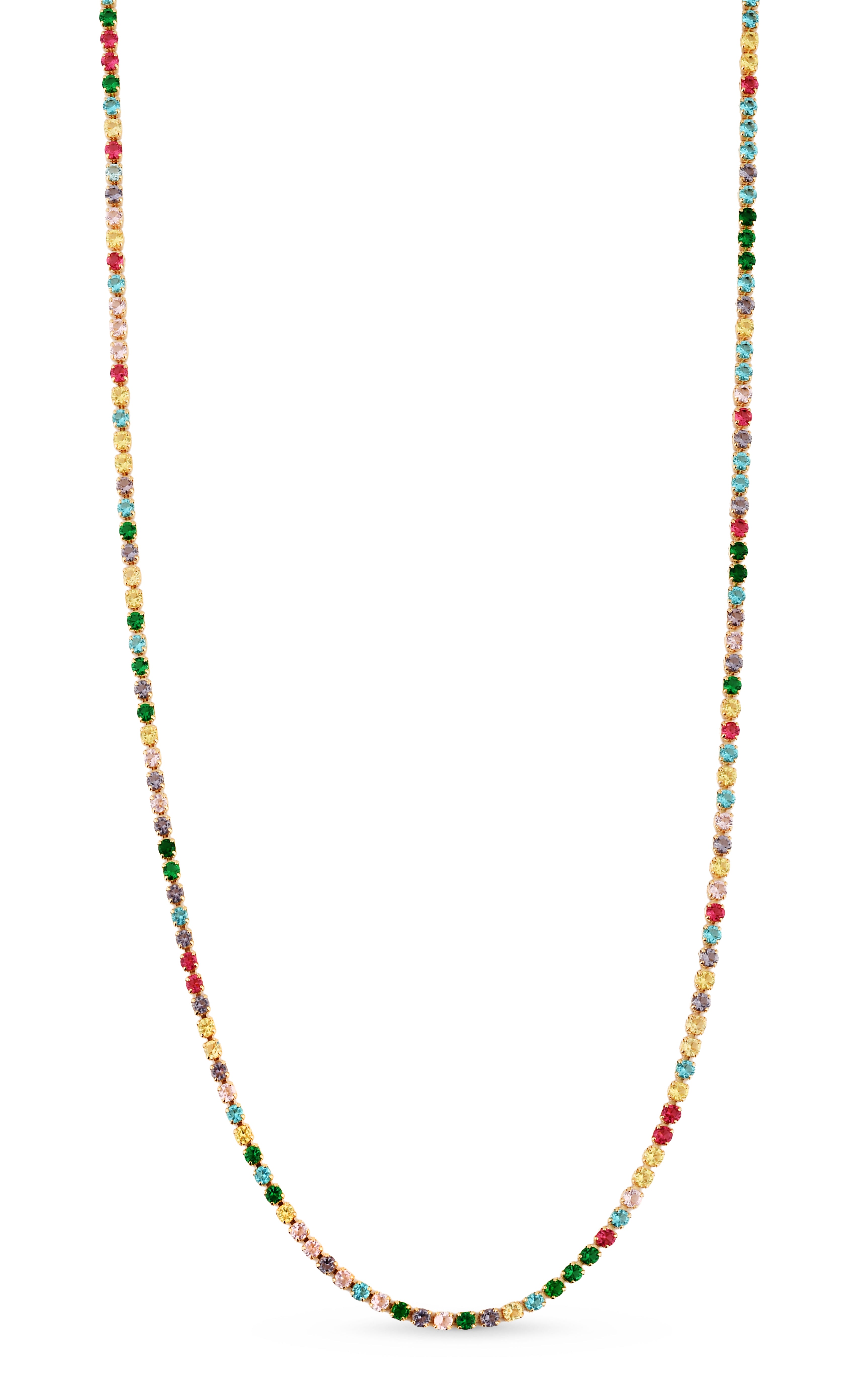 Colar Semijoia Riviera Com microzircônias Coloridas 2mm Banhado a Ouro 18k