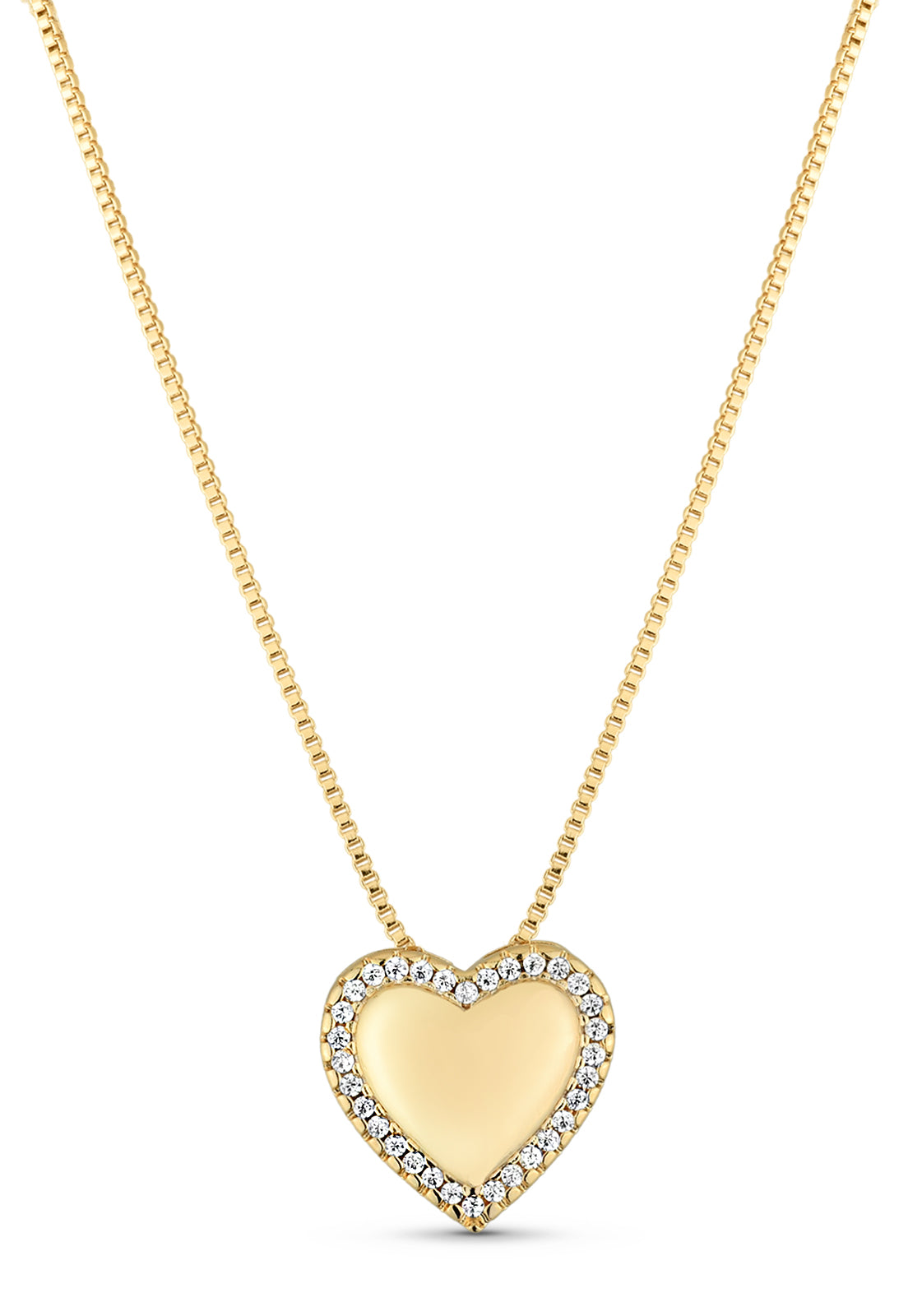 Colar Semijoia Pingente Coração Cravejado Com Micro Zircônias Banhado a Ouro 18k