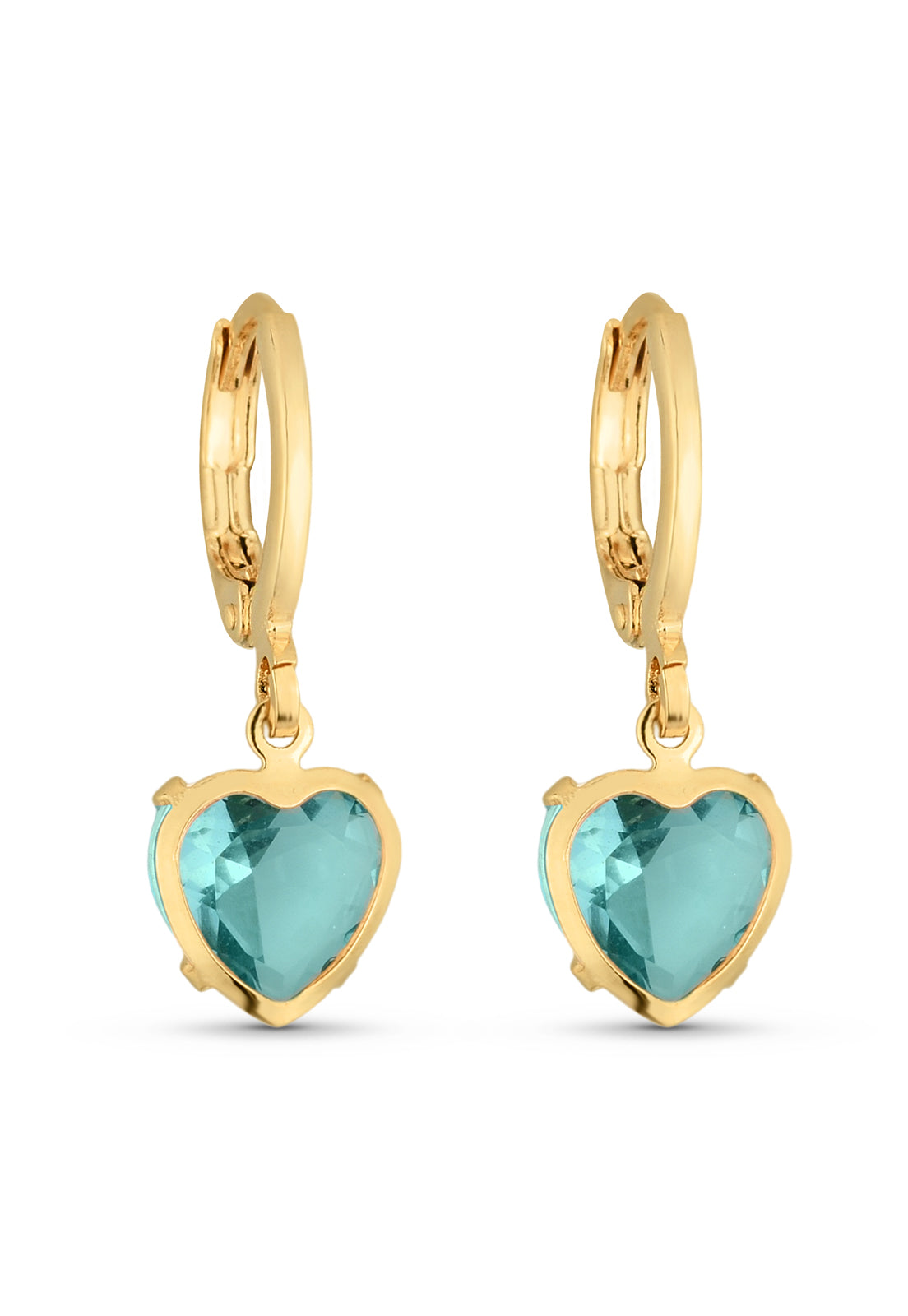 Brinco Semijoia de Argola com Pingente Coração Zircônia Cristal Banhado a Ouro 18k