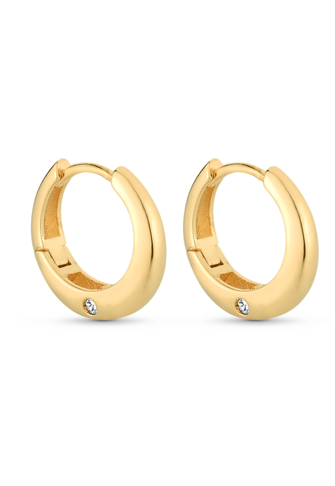 Brinco Semijoia de Argola com Ponto de Luz Zircônia Cristal Banhado a Ouro 18k