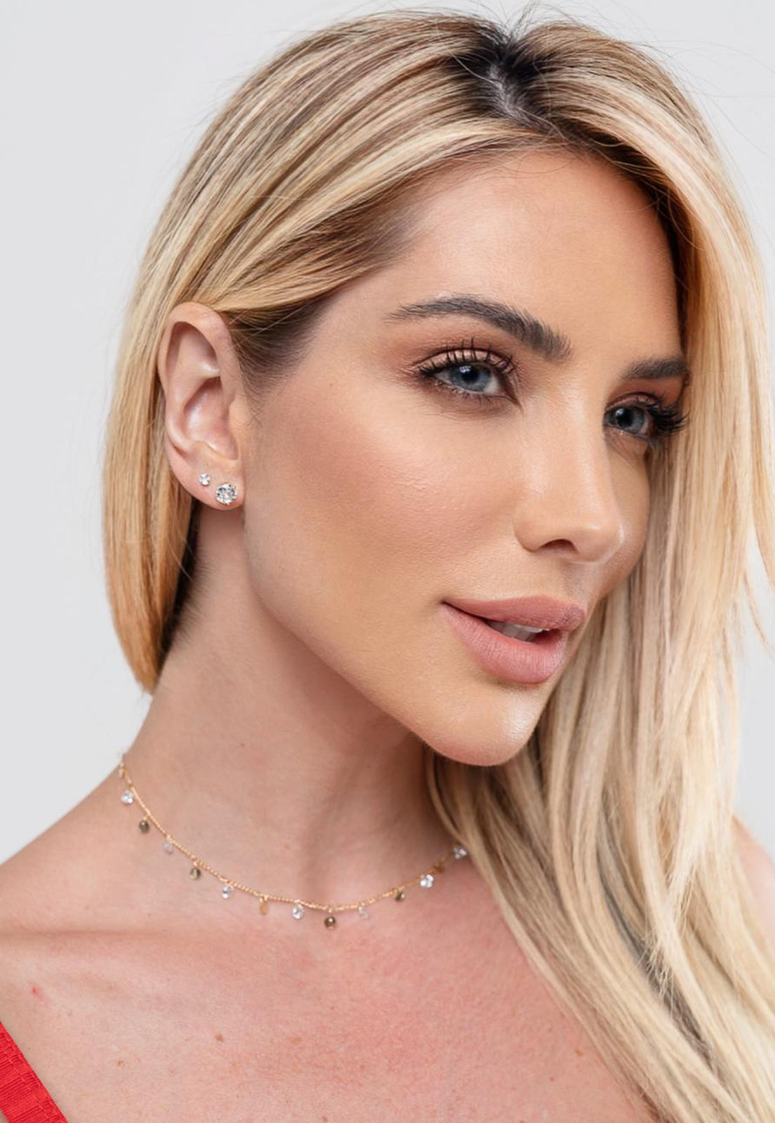 Brinco Semijoia Ponto de Luz de Zircônia Cristal Banhado a Ouro 18k