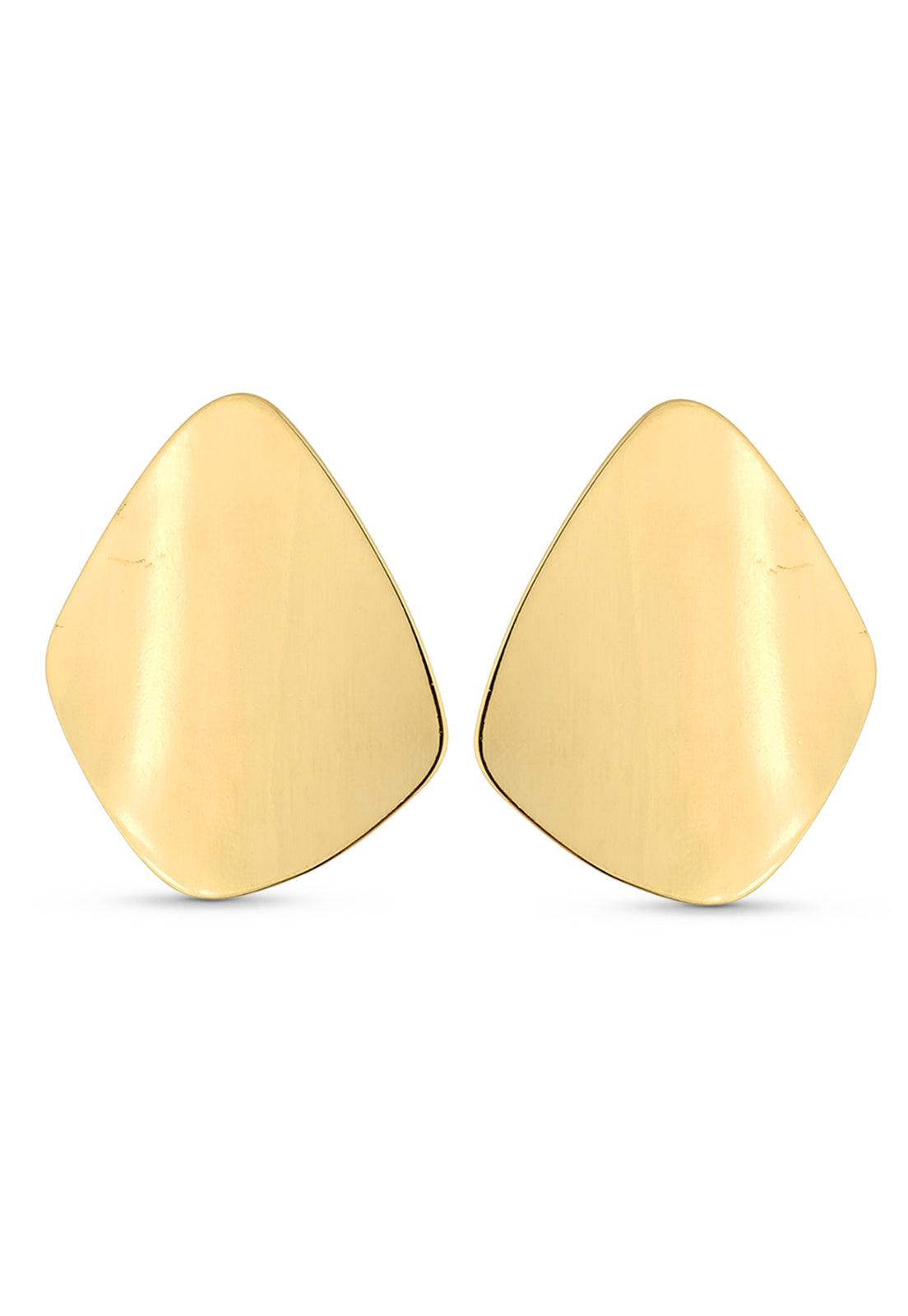 Brinco Semijoia Orgânico Liso Assimétrico Banhado a Ouro 18k