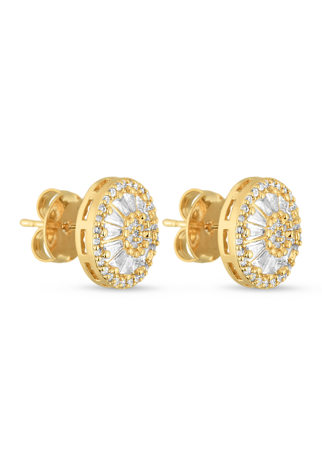 Brinco Semijoia Redondo Pizza Cravejado com Zircônias Banhado a Ouro 18k