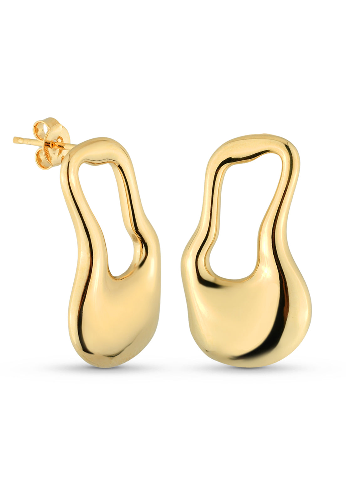 Brinco Semijoia Orgânico Curvas com Vazado Banhado a Ouro 18k